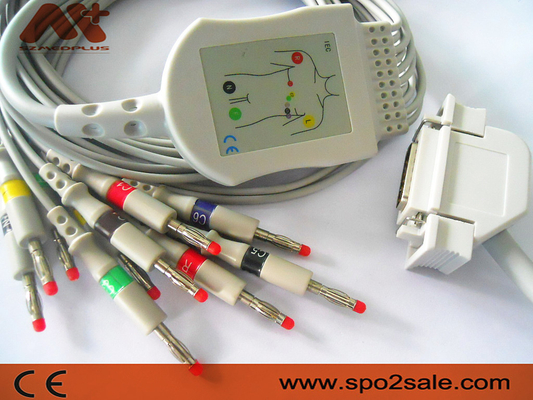 Câble lié directement compatible d'électrocardiogramme de Hellige pour Cardiosys, EK36, EK403, EK41, EK413, EK43, EK512, EK53