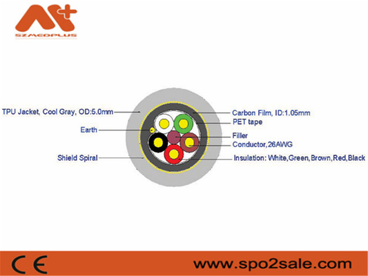 Câbles Spo2 médicaux crus de Tpu d'accessoires de moniteur patient de Szmedplus pour la réparation