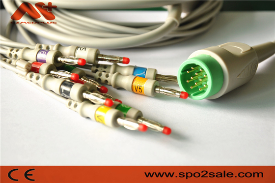 Câble lié directement compatible d'électrocardiogramme de MEDTRONI pour Lifepak 11, Lifepak 12, Lifepak 15, Lifepak 20