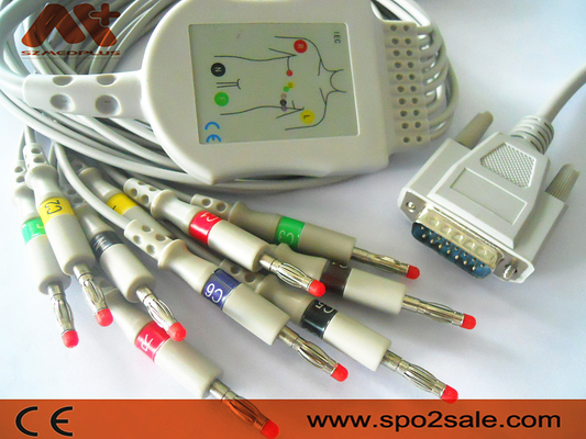 Câble 15 Pin Nihon Kohden Ecg Cable d'électrocardiogramme de BA-902D lié directement