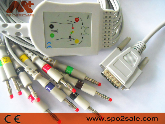 Carewell 1101 1103 bananes 4,0 de fil d'Ecg 15 Pin Cable For Electrocardiograh