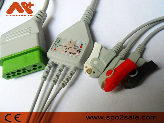 12 câble Ecg Nihon Kohden d'agrafe d'avance de Pin Patient Monitor Cables 3